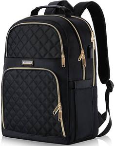 lot 6396 image: Kuosdaz Backpacks for Women, School Backpack for Teen Girls, 15.6 Inch Cute Quilted Laptop Backpack with USB Charging, Large Bookbag for Middle School College Students, Black