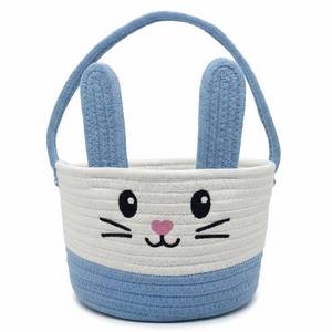lot 6402 image: Easter Baskets for Kids, Easter Basket, Easter Bunny Baskets with Handle for Easter Egg Hunts, Baby��s First Easter Basket, Woven Empty Gift Basket for Boys, Girls, Toddler, Babies, Infant (Blue)