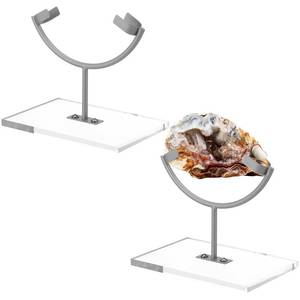 lot 6418 image: Marsui Large Slab Stands Crystal Holders Metal Display One Arm Two Prong Display Easel Holder for Plate Slab Slice Fossil Flat Minerals Crystals(5.91 x 3.74 x 5.31 Inches,Silver)
