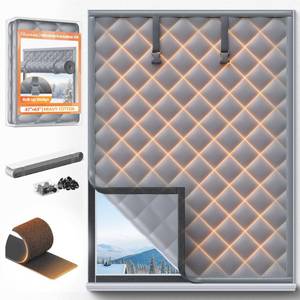 lot 11463 image: Window Insulation for Winter 47���63�� Windows Insulation Kit Thermal Insulated Window Cover Fit Max Size 46���62��with Hook & Loop Insulated Curtains for Winter Windows Blanket in Bedroom Attic RV - Gray by (Small Damage)