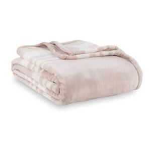 lot 11476 image: Berkshire Blanket-Classic Heavyweight Soft Printed VelvetLoft� Plush Warm Blanket, Twin Size Soft Fuzzy Blanket for Couch Sofa Bed, Stripe Cream, 60in x 90in
