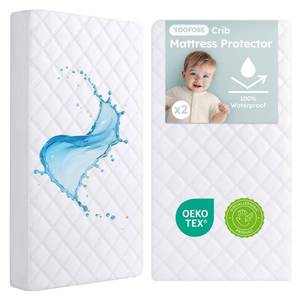 lot 11480 image: Yoofoss Waterproof Crib Mattress Protector 2 Pack, Quilted Crib Mattress Pad Cover Ultra Soft and Breathable, Machine Washable Toddler Mattress Protector for Standard Baby Crib Size 52x28
