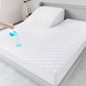 lot 11518 image: Split Top King Mattress Pad Waterproof Protector, Quilted Mattress Cover Fitted for Adjustable Bed 32-34 Top Split from Head, Deep Pocket Mattress Protector Up to 18, White (Cover Only)