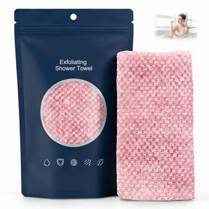 lot 12125 image: Alorin Silver Towel - Alorins Exfoliating Shower Towel, Premium Scrub Wash Cloth for Body & Face, Exfoliating Skin Bath Towel for Men and Women (Pink)