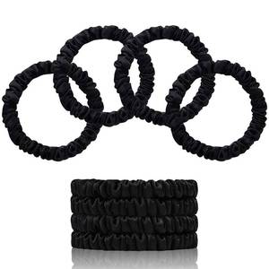 lot 12129 image: SEMRUE 22 Momme 100% Pure Mulberry Silk Scrunchies (4 PCS) - Small Hair Elastics and Ties for Women, Sleep Hair Care, No Damage, Black