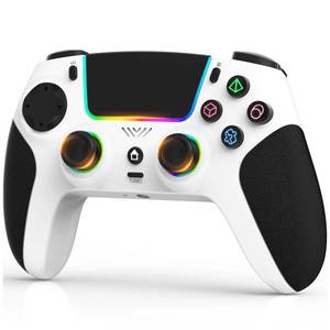 lot 12138 image: SFGSUP Wireless Controller for PS5PCMACiOSAndroidSteam Deck, With Hall Effect Joystick&Trigger8 RGB LightingTurboDual VibrationProgrammableHeadset JackTouchpad1500 mAh Battery, White&Black