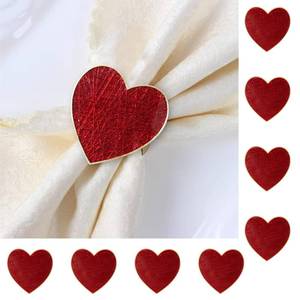 lot 12146 image: Valentines Day Heart Napkin Rings Set of 8,Red Heart Napkin Rings Holders Buckle Metal Alloy Wedding Valentines Day Birthday Party Table Decor Rings