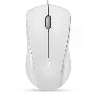 lot 12187 image: Rapoo N1600 3-Button Quiet Wired Mouse, 1000DPI Optical Mouse, Quiet Button, Ergonomic Shape, for Desktop Computers Laptops, Matte White