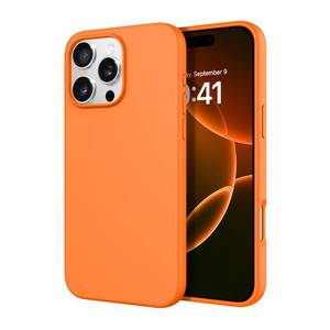 lot 12202 image: DOMAVER Case for iPhone 16 Pro 6.3 Case Smooth Liquid Silicone Soft Gel Rubber Microfiber Lining Cushion Cover Shockproof Protective Phone Cases Compatible with iPhone 16 Pro-Orange