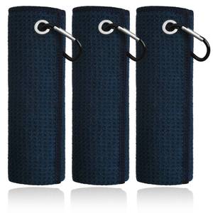 lot 12207 image: Mile High Life Microfiber Towel 3 Pack, 16 X 16, Waffle Pattern Design with Carabiner Clip, Super Absorbent, Small Golf Ball Towels, Golf Bag Accessories for Men and Women, Navy