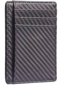 lot 12224 image: Front Pocket Minimalist Leather Slim Wallet RFID Blocking Carbon Fiber