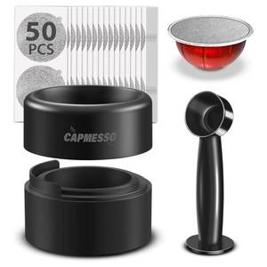 lot 12227 image: CAPMESSO Reusable Vertuoline Pod Refill Kit, 2024 Innovative for Faster Seal Reusable Vertuoline Pods with Fill & Press Brush,50pcs Aluminum Lids for Vertuoline Pod (50 Lids1 Holder1 Scoop)-NO PODS