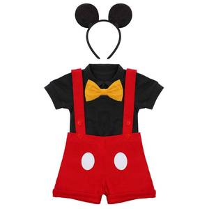 lot 12256 image: IMEKIS Baby Boy Short Sleeve Gentleman Bowtie Tuxedo Jumpsuit Overall Romper Mouse 1st Birthday Outfit Xmas First Christmas Clothing Headband Bowtie Infant Easter Day Clothing Red 12-18 Months