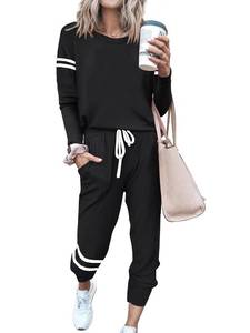 lot 12265 image: MASCOMODA 2026 Lounge Sets for Women Spring 2 Piece Outfits Tracksuit Jogger Set Long Sleeve Tops and Long Pants with Pockets (Black, Small)