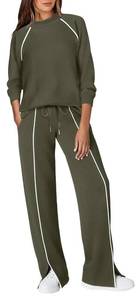 lot 12271 image: WIHOLL 2 Piece Sets for Women Lounge Pants Long Sleeve Tops Travel Outfits Comfy Sets Fall Fashion Must Haves Amy XL