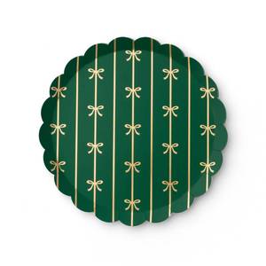 lot 12272 image: Bonjour F�te Emerald Green Bow Paper Party Small Plates  Disposable Small Plates for St. Patrick��s Day, Garden Parties & Birthday Celebrations  Premium Party Supplies  Pack of 8 , 8.5 4 Bows And 4Happy Birthday