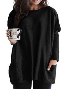 lot 12280 image: Eytino Womens Plus Size Long Sleeve Tunic Tops for Leggings Casual Pullover Sweatshirts Crewneck Oversized Pocketed Shirts,4X Black