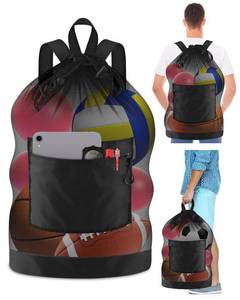 lot 12284 image: BROTOU Soccer Ball Bag with Double Shoulder Strap Large Mesh Sports Equipment Net Bag with Top Handle Heavy Duty Drawstring Bags Team Work for Basketball, Volleyball, Baseball, Swimming Gear