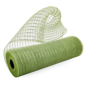 lot 12289 image: 1 Roll Deco Mesh Ribbon 10 inch x 30 feet, Metallic Poly Mesh Roll for Holiday Decorating DIY Door Wreath Supplies Christmas Tree Gift Wrapping, Floral Crafting (Moss Green with Foil)