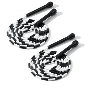 lot 12445 image: IDOU Beaded Jump Rope - Adjustable, Unbreakable Handles & Tangle-Free Design - Ultimate Fitness RopeBlack 2 PACK