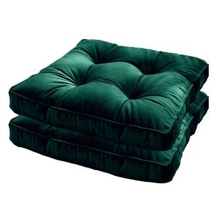 lot 19845 image: Wadser Set of 2 Chair Pads Velvet Thick Seat Cushions for Home Office Chairs Square Tatami Pillow Pads for Floor Balcony Patio, Emerald Green, 15.7x15.7x2.4