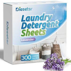 lot 19863 image: Diesetsr Laundry Detergent Sheets 150 Counts 300 Small Loads Travel Laundry Sheets ECO-friendly,No Plastic Clothes Washing Soap-Lavender