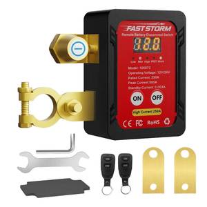 lot 20337 image: FASTSTORM Remote Battery Disconnect Switch 12V 24V 250A with Led Voltage Display, Ultra-Low Standby Current, Anti Theft and Battery Drain, Battery Kill Switch for Car, RV, ATV, Truck, Tractor, Boat