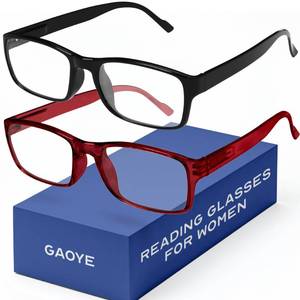 lot 20338 image: Gaoye 2-Pack of Reading Glasses 1.0 - Blue-Light Filter, UV Protection - Readers with Rectangle Frames