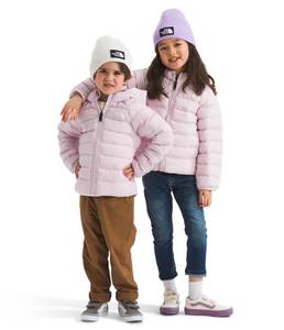 lot 20343 image: The North Face Kids Reversible Perrito Insulated Hooded Jacket 2 in 1 Winter Coat for Boys & Girls, Lightweight & Water Repellent, Pale Blossom, 3