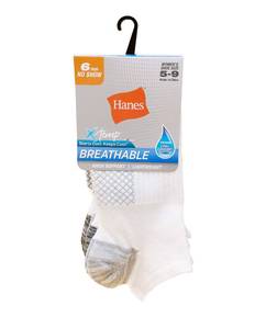 lot 20356 image: Hanes Womens Socks, Lightweight Breathable No Show And Super 6-pack Casual, White, 8-12 US