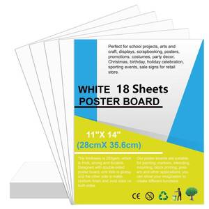 lot 20362 image: 18 Pcs Poster Board 11 x 14 White Poster Paper Boards Bulk 250GSM Posterboard Vision Board Smart Poster Board Paper for School Arts Craft Projects Drawing Display
