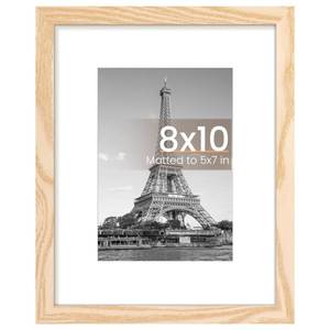 lot 20382 image: upsimples 8x10 Picture Frame, Display Pictures 5x7 with Mat or 8x10 Without Mat, Wall Hanging Photo Frame, Natural, 1 Pack