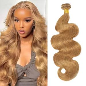 lot 20383 image: 12A Honey Blonde Bundles Human Hair Unprocessed Brazilian Virgin Human Hair Bundle 28 Inch 27 Color Single Body Wave Bundle Double Weft Weave Hair Extension for Women 100g Total