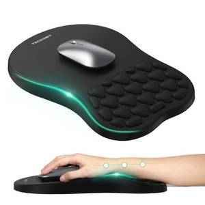 lot 20384 image: TECKNET Ergonomic Mouse Pad with Wrist Rest, Soft Mousepad with Massage Design, Memory Foam and Non-Slip PU Base for Pain Relief, Gaming Mouse Pad for Desk, Home, Office, 12x8 Inches, Black