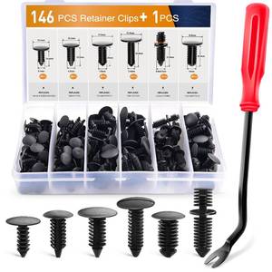 lot 20387 image: GOOACC 146PCS Nylon Bumper Shield Retainer & Double End Xmas Tree Retainers Clips Universal Auto Body Shield Retainer Fastener Clip Assortment- Bonus Fastener Remover