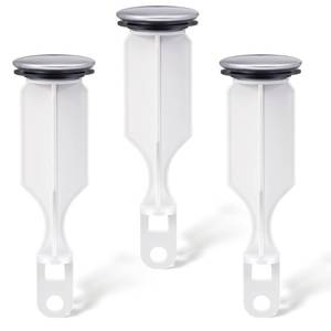 lot 20391 image: Enhon 2 Hole Pop Up Stoppers, Chrome Bathroom Sink Stopper fits Most Pop Up Drain Design, 4-12 Inch Tall, 1-38 Inch Cap Diameter, with Gasket Seal, Compatible with PF WaterWorks PF0240 (3 Pack)