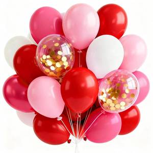 lot 20392 image: PartyWoo Pink and Red Balloons 66pcs 12 Inch Hot Baby Pink Matte Red White Gold Confetti Balloons for Valentines Day Engagement Weedding Bachelorette Girl Princess Birthday Party Decorations