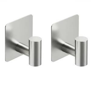 lot 20407 image: Rise age Adhesive Towel Hooks, Heavy Duty Stick on Towel Hooks for Bathrooms Wall Waterproof Adhesive Shower Hooks for Hanging Loofah, Clothes, Robes(Silver 2 Pcs)