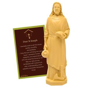 lot 20412 image: Imerance St Joseph Statue for Selling House,Faith-Based St Joseph Statue with House Selling Prayer Card, Ideal for Sell Homes,Religious Activities(Ivory 4Inch 1pcs)