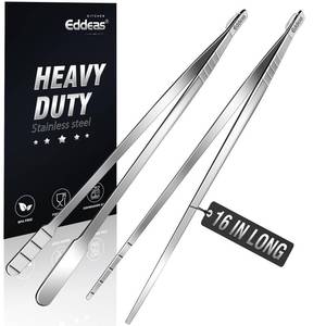 lot 20414 image: Eddeas 16 Inch long Kitchen Tweezers - 2 Pack large Tweezer Tongs for Cooking, Heavy Duty Stainless Steel Heat Resistant 600°F Food tweezers, Dishwasher safe