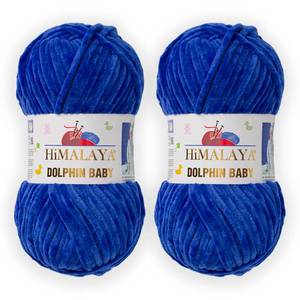 lot 20421 image: 2 SkeinPack Himalaya Dolphin Baby Chenille Yarn, Each Ball 100 gr (3.5 oz), 120 m (132 Yards), 100% Polyester, Super Bulky Baby Blanket Velvet Amigurumi Yarn, 80329 - Saxe Blue