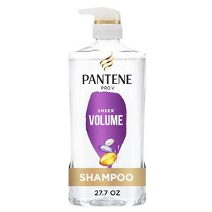 lot 20422 image: Pantene Shampoo, Sheer Volume - 72-Hour Fullness, Lightweight Nourishment with Pro-Vitamin B5  Antioxidants, Fine, Thin, Color-Treated Hair, Paraben Free, Remove Build Up for Body & Shine, 27.7 Fl Oz