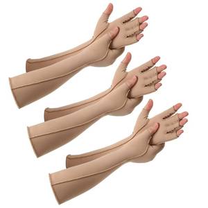 lot 20440 image: Janmercy 3 Pairs Arthritis Compression Gloves for Women and Men Carpal Tunnel Pain Relief, Rheumatoid, Swelling Tendonitis(Extended,Nude)
