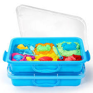 lot 6258 image: Kids Sand Play Set with Storage Container - 3lbs Left latch broken