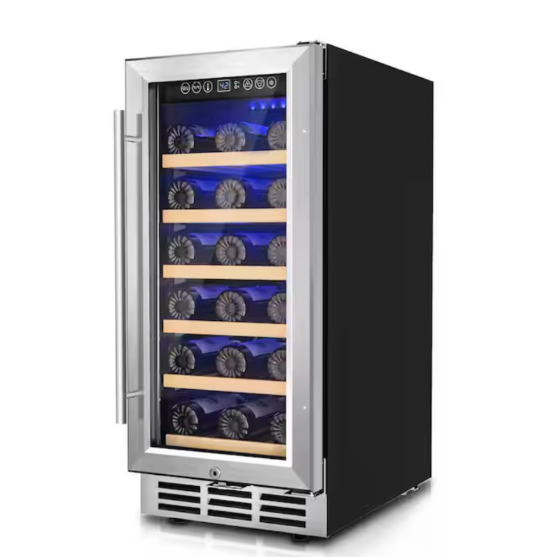 lot 4421116 image: SIMZLIFE 15 in. Single Zone 30-Wine Bottles Beverage and Wine Cooler Wine Cooler in Black - Retail $669