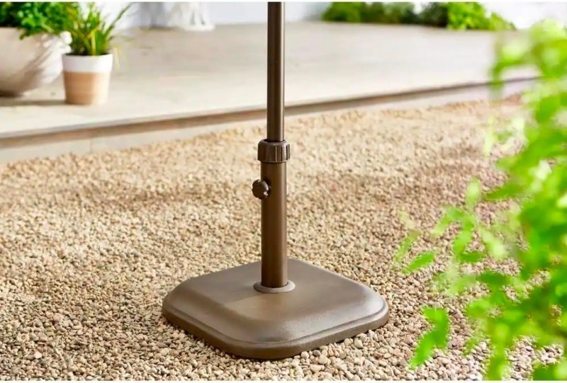 lot 4649081 image: StyleWell26 lbs. Concrete and Resin Patio Umbrella Base in Brown - Retail $39