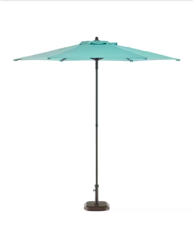 lot 4649115 image: StyleWell7.5 ft. Steel Market Outdoor Patio Umbrella in Haze Teal Blue - Retail $49