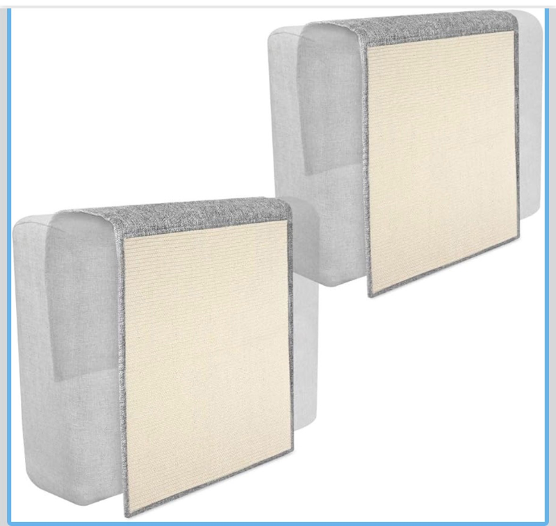 lot 4651108 image: Navaris 2X Cat Scratch Mats Sofa Protector - Natural Sisal Furniture Protector Scratching Pads for Cats - Chair, Couch, Seat, Stairs - Retail $38