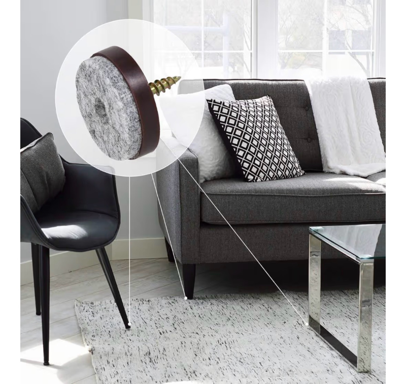 lot 4651168 image: Navaris Felt Pads for Furniture (50 Pieces) - Round Screw-in Sliders for Chair Legs, Feet - Floor Gliders to Protect Hardwood - 1-18, Black - Retail $15