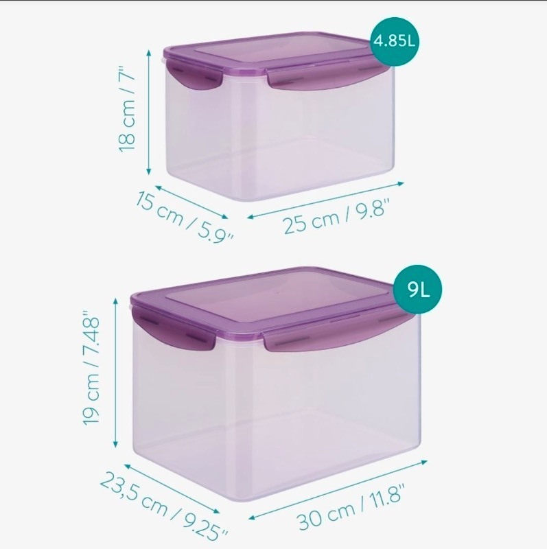 lot 4651183 image: Navaris Polypropylen Microwave Safe Airtight Food Storage Container (2 Count) - Retail $28